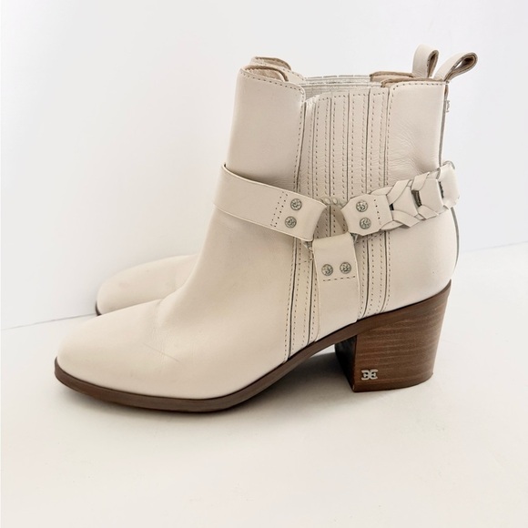 Sam Edelman Dalma Western Harness White Festival Cowgirl Ankle Boots - Picture 2 of 10